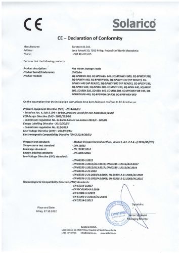UNIQUBE CE Declaration of conformity WITH el-heaters